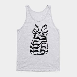 Playful Kitten Black and White Image Tank Top